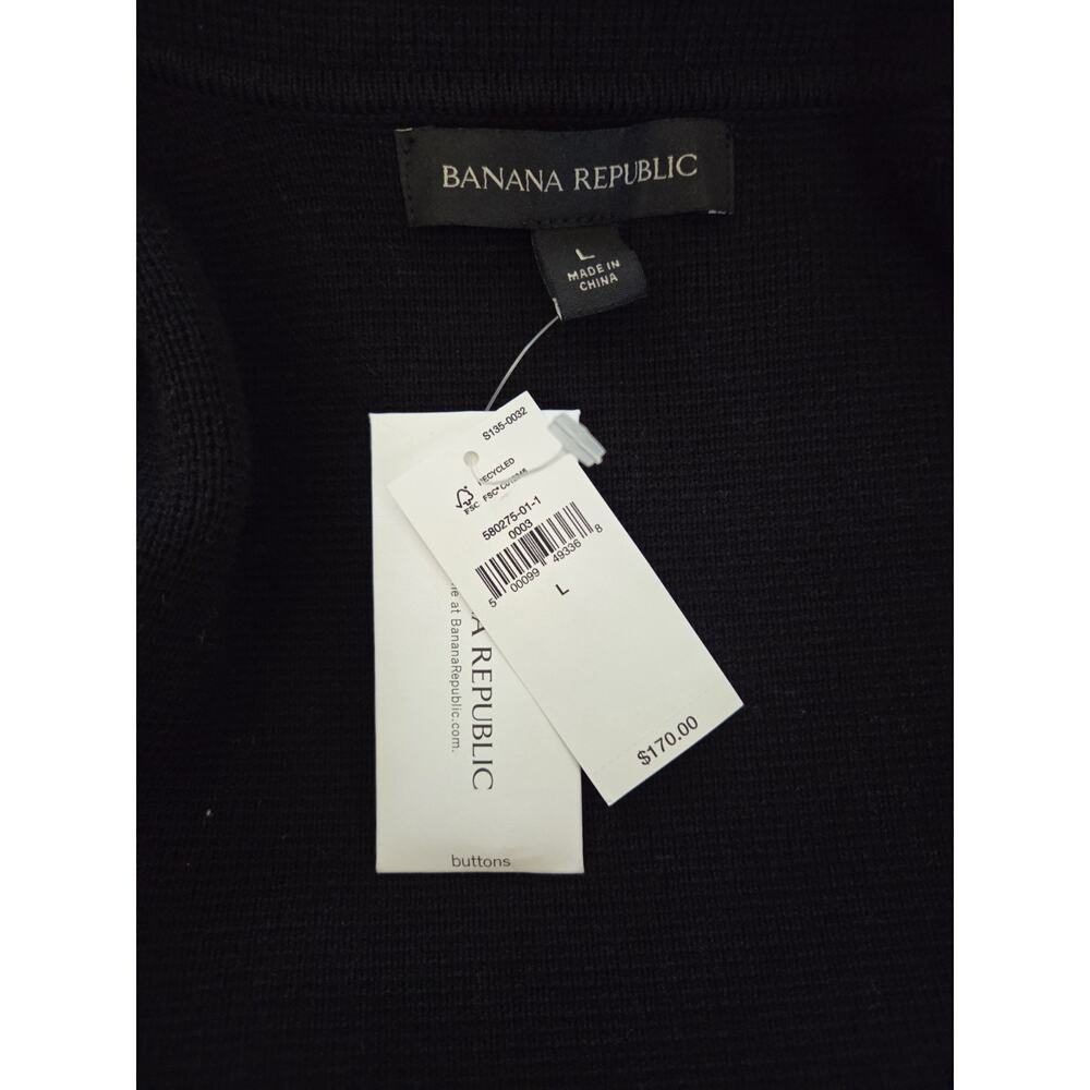 NWT Banana Republic Long Knit Sweater Jacket Shacket Coat Black Women's L - Picture 11 of 16